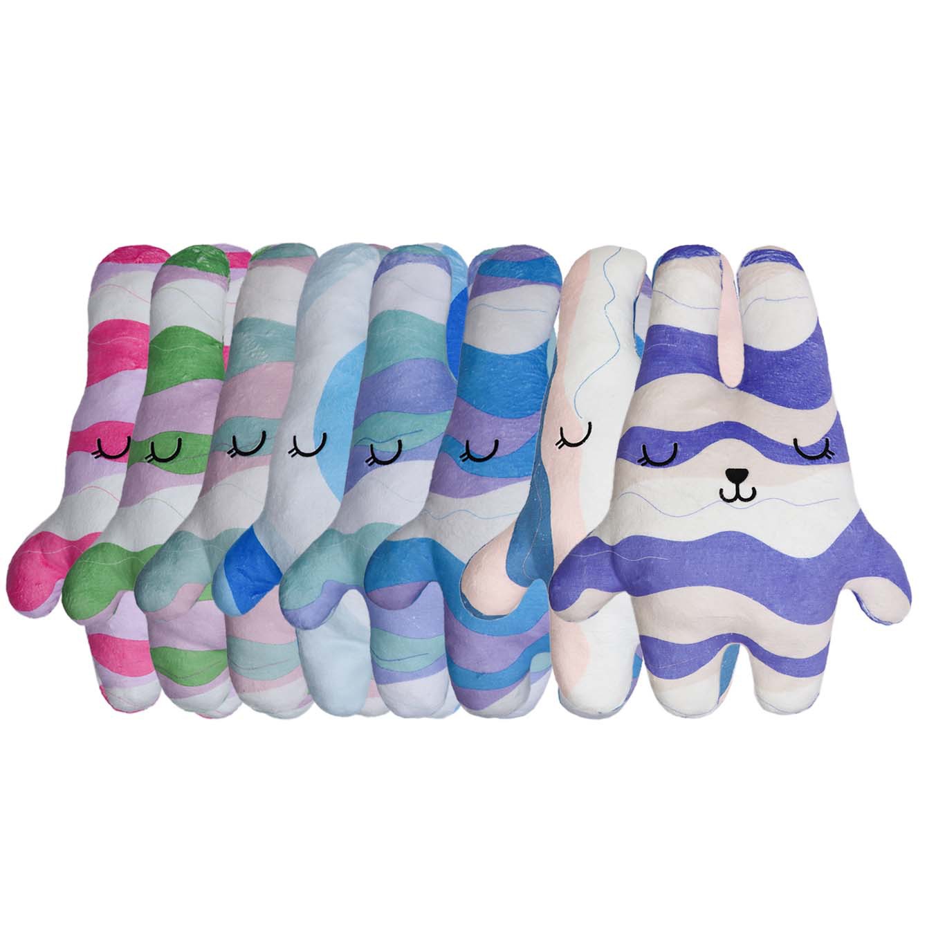 卡通兔子印花条纹抱枕儿童暖手靠枕宝宝安抚绒毛玩偶布艺公仔陪伴玩偶详情3