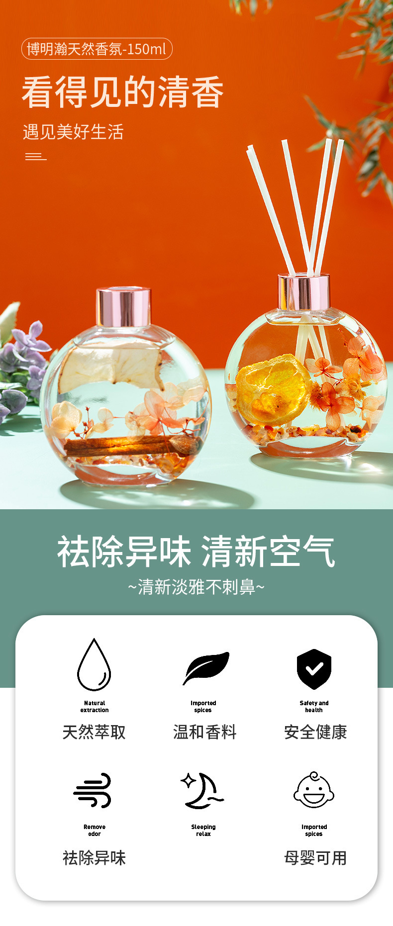 无火香薰精油空气芳香剂家用厕所熏香除臭香薰瓶酒店藤条香薰批发详情1