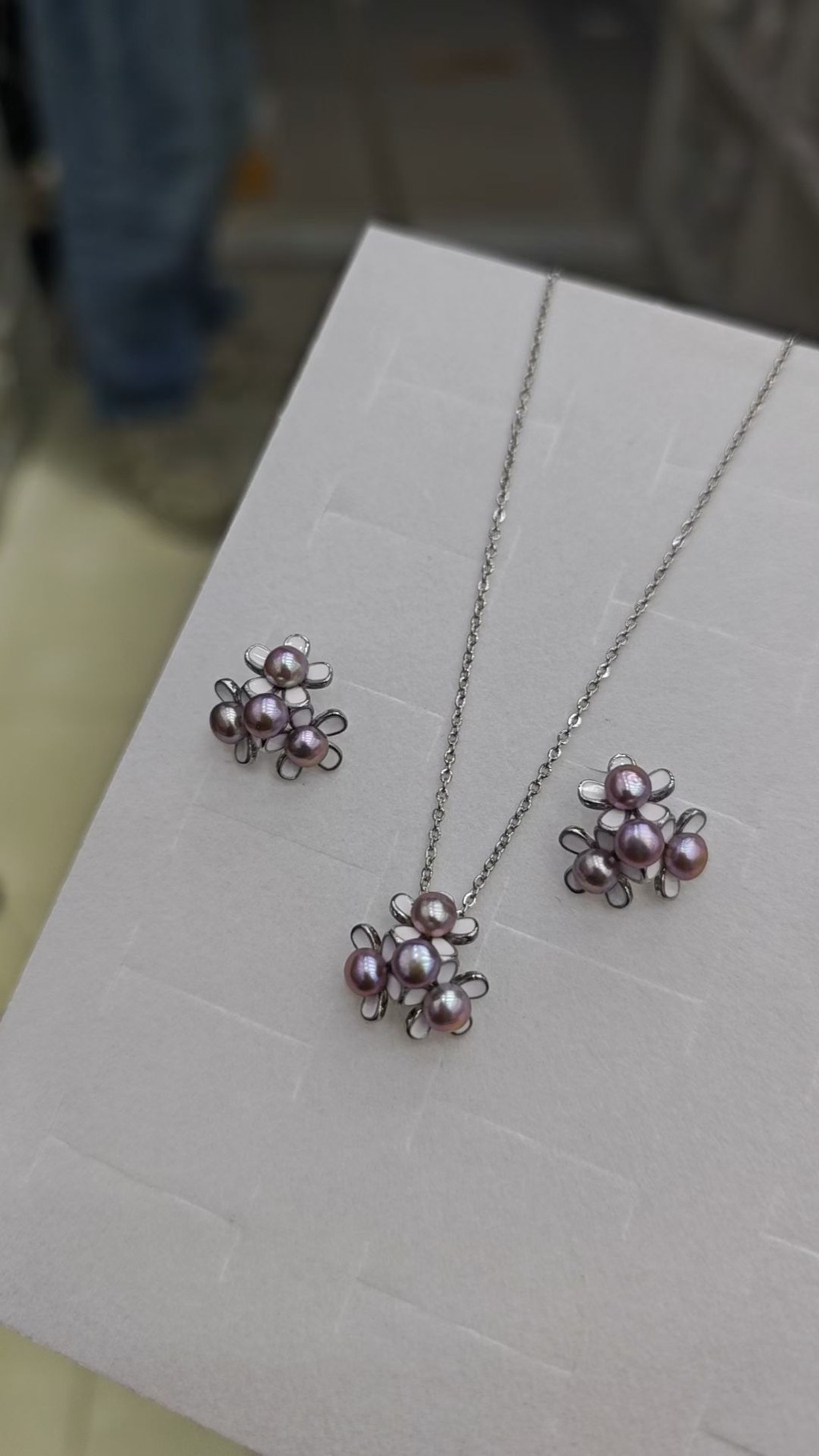 DIY pearl set accessories, oil-dripping flower earrings, pendant, ring accessories, niche design jewelry set for women pic 10