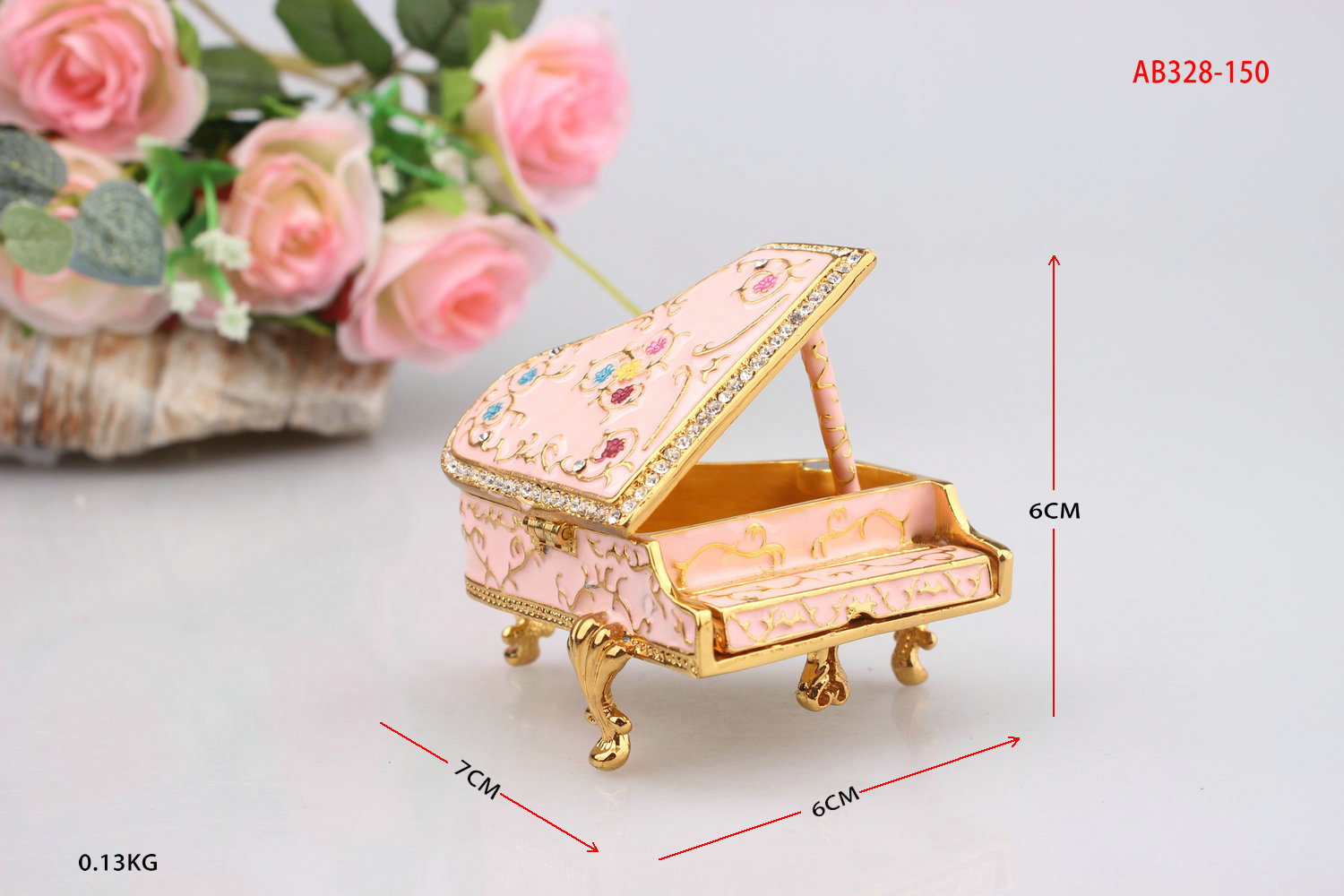 Metal enamel painted and diamond-encrusted piano small ornaments for sale, wholesale of small gifts, creative home desktop, light luxury decoration pic 4