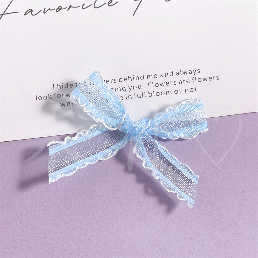 Double-stripe hooked wavy edge hand-tied bow fabric accessories, clothing, shoes, hats, socks and accessories DIY handmade materials pic 8