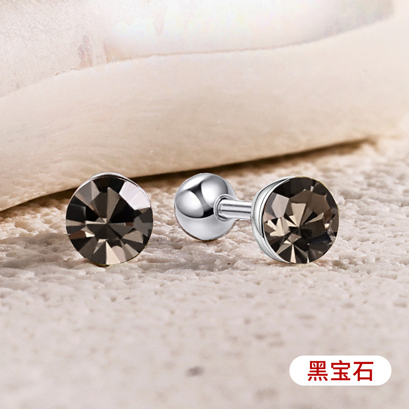 s925通体纯银爆闪施家华子耳钉彩色耳骨钉爆闪螺丝拧扣耳蜗钉耳饰详情35