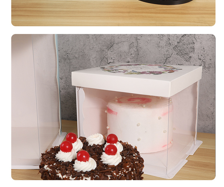 Wholesale 46810-inch double-layer transparent birthday cake box, raised cake box, Barbie doll square packaging box pic 27