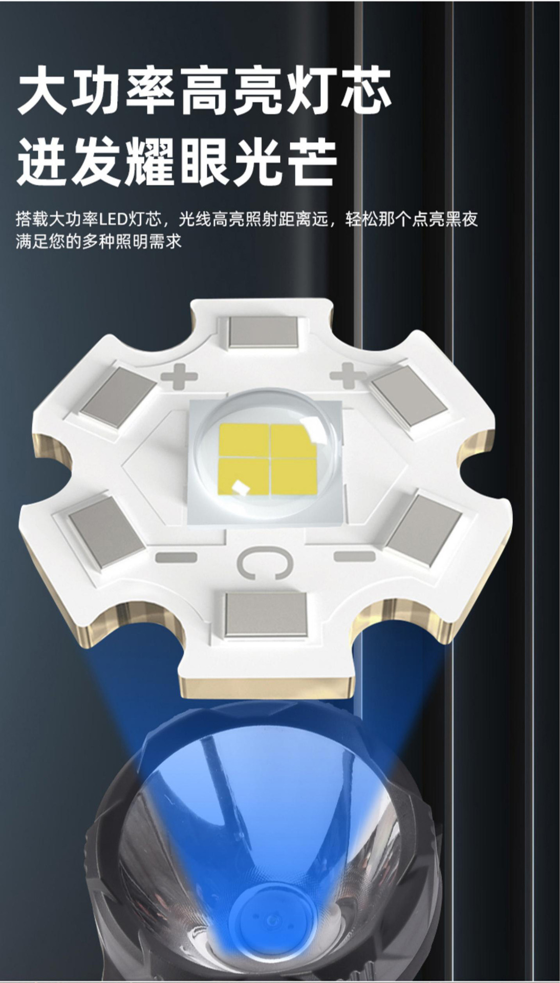 Strong solar charging outdoor ultra-bright large-capacity long-range led household durable patrol mine portable searchlight pic 4