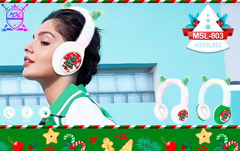 跨境新款MSL-803頭戴式無線藍(lán)牙耳機 創(chuàng)意圣誕毛絨設(shè)計 重低音效果 長續(xù)航耐用 藍(lán)牙音樂耳機詳情2