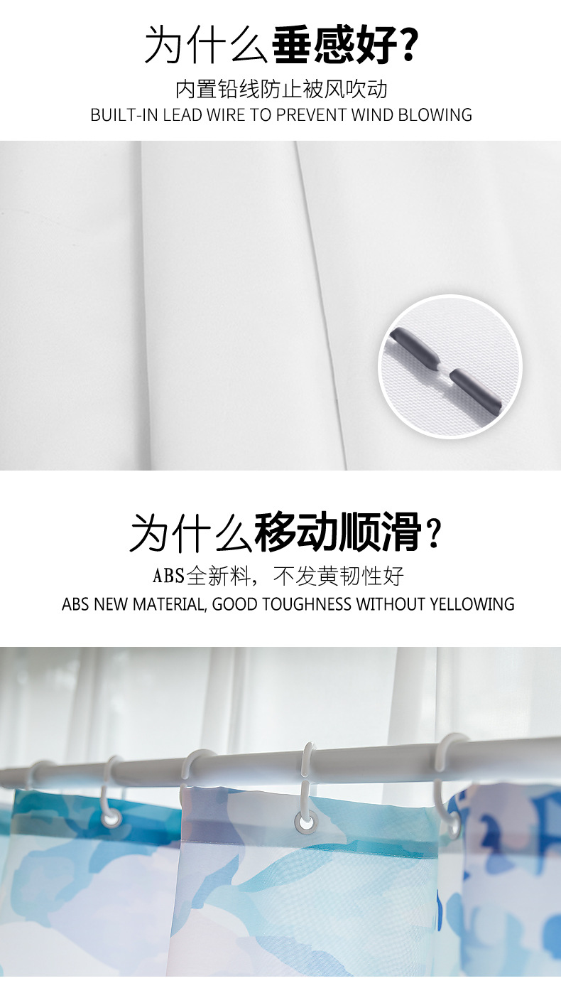 亚马逊北欧唯美梵高绘画浴帘加厚防水布现代极简数码印花跨境代发详情10
