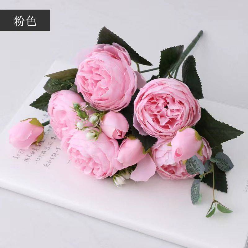 仿真菲丽波斯牡丹玫瑰花束家居客厅餐桌摆设婚庆装饰新娘手捧花详情14