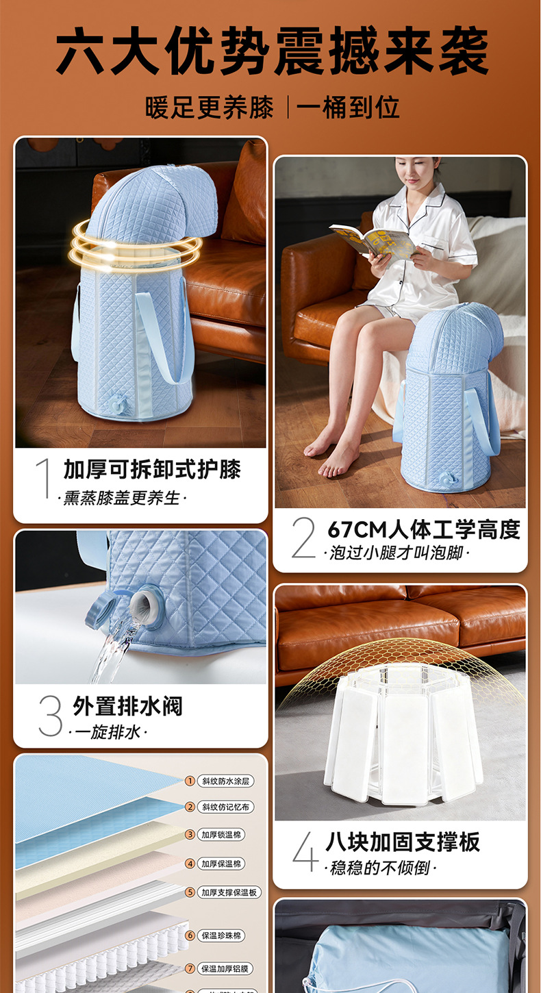 绿色加厚保温泡脚桶塑料盆足疗桶套一次性使用详情2