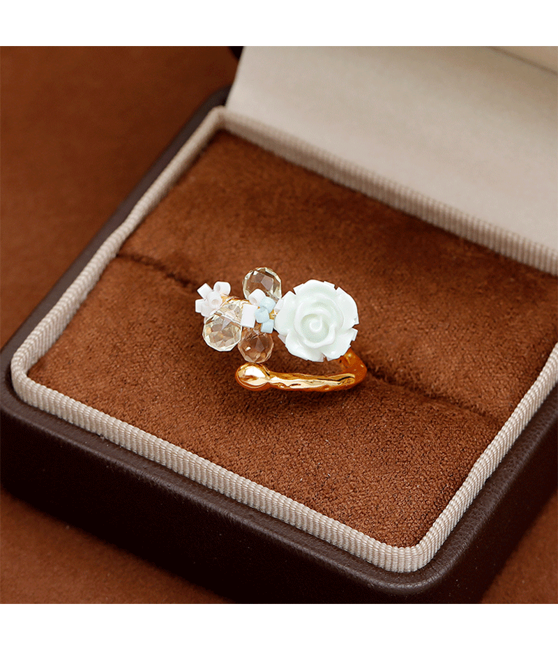 Forest-themed spring/Summer thin camellia open ring, a niche design with a sense of high-end luxury, a new 2026 ring pic 4