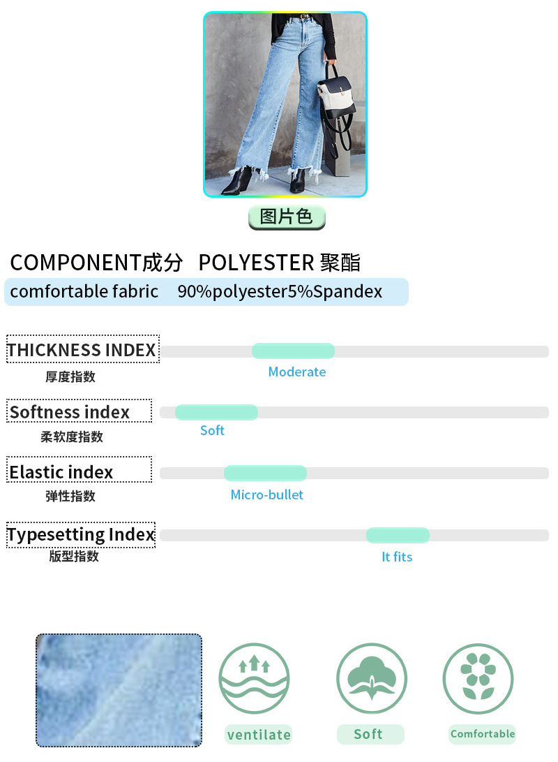 2023 Summer New European and American washed high-waisted denim Amazon Fashion Casual fringed trousers for women pic 5