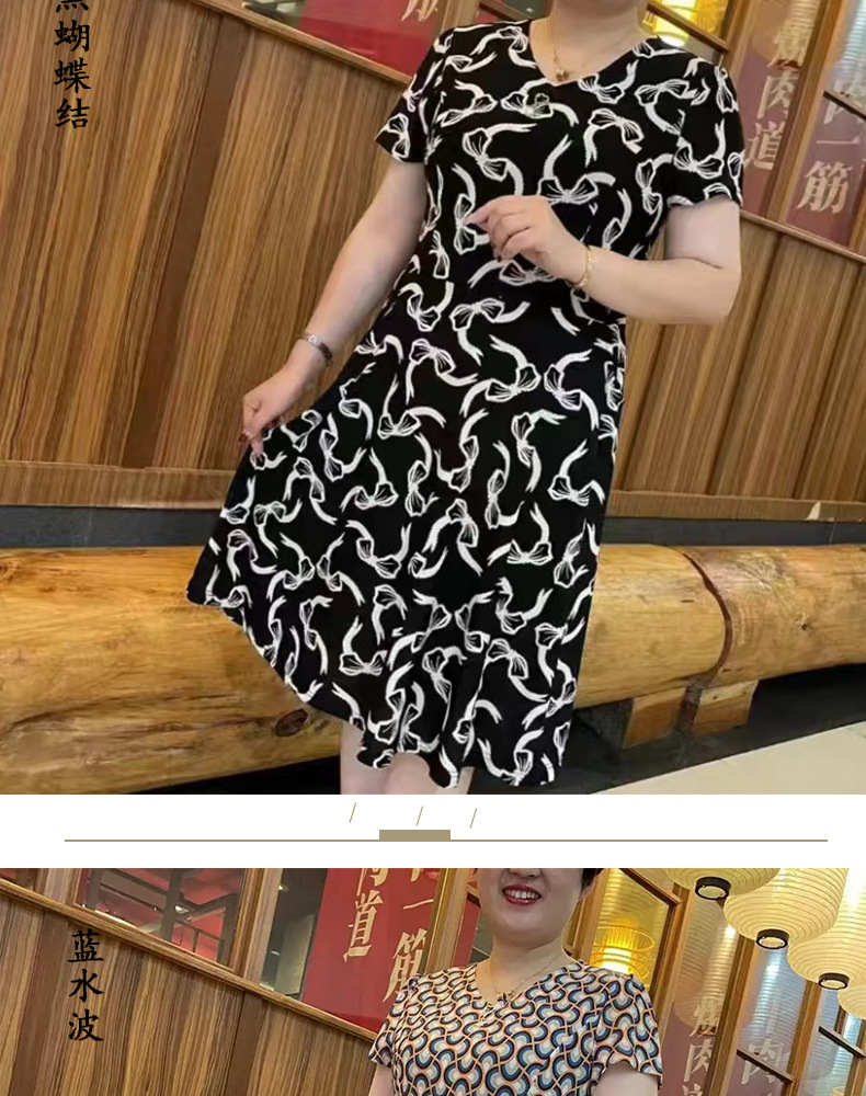 连衣裙夏季中老年妈妈50岁到60岁时尚宽松遮肚子显瘦大码中长裙子详情16
