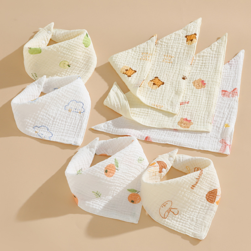 Toalla triangular toalla de babeo para bebés y niños babero de gasa de algodón babero antiescupir de leche 4 capas fina toalla triangular de algodón de verano pic 1