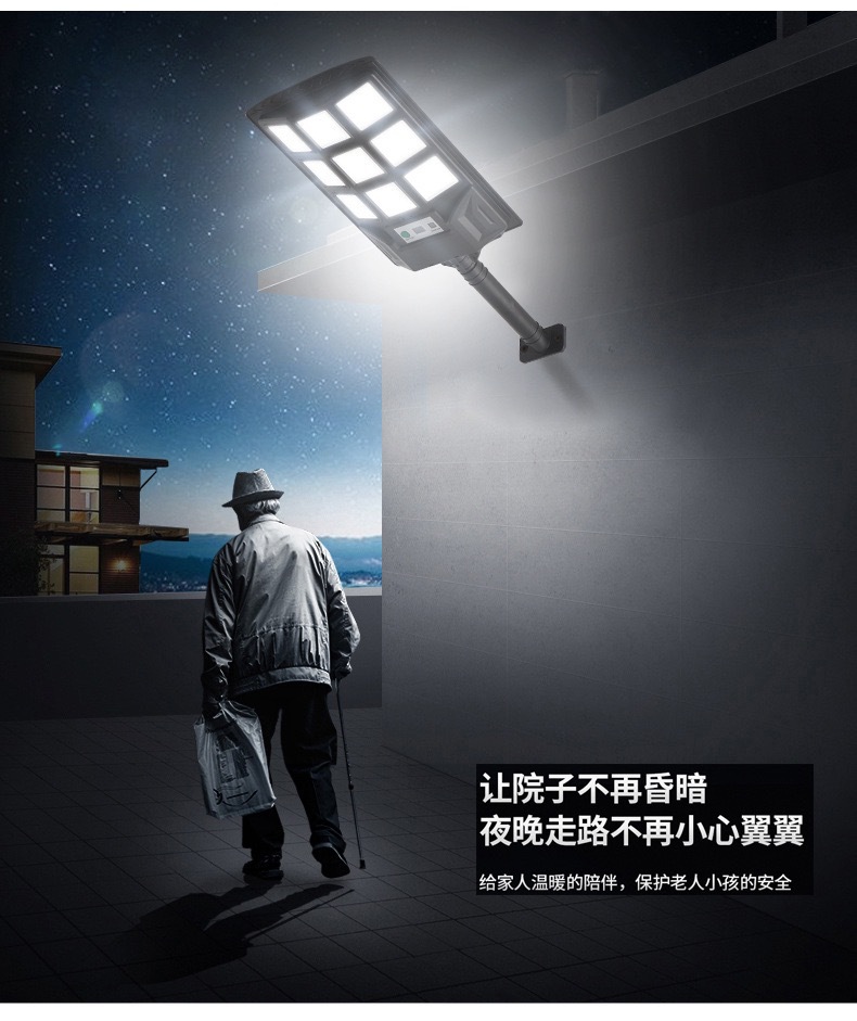 长苏私模亚马逊爆款三面发光太阳能灯光控遥控户外防水庭院小壁灯详情13