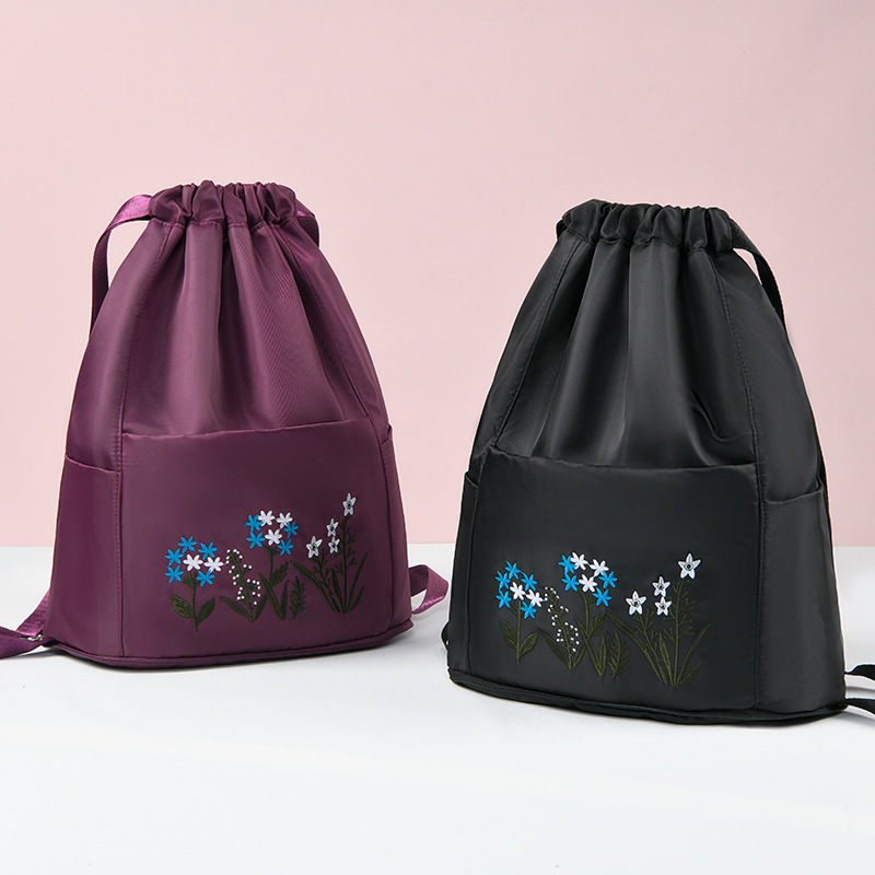 New embroidered Oxford drawstring backpacks with large capacity, fashionable outdoor trend, travel folding backpacks, cross-border wholesale pic 27