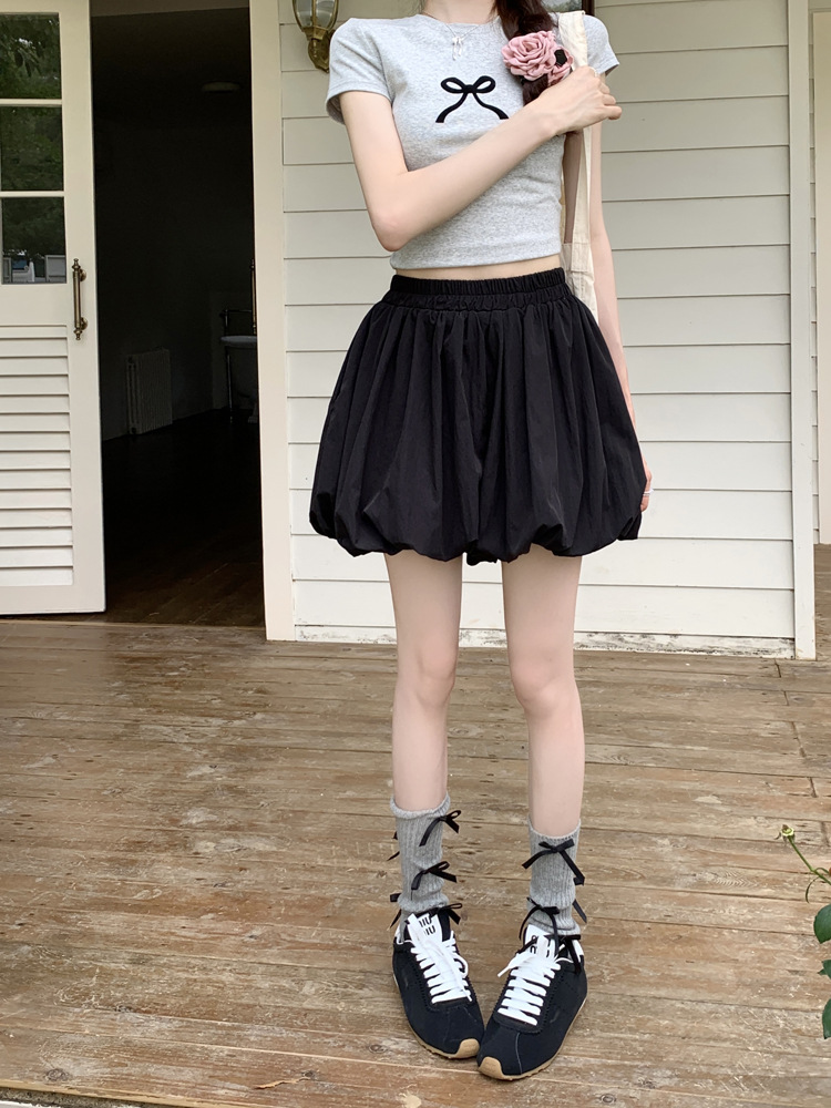 Douyin quality white flower bud short skirt for women 2025 summer new A-line skirt, elegant and versatile, puffy skirt pants pic 26