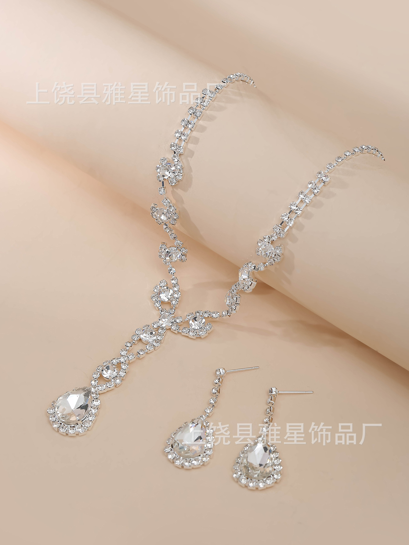 Europa y américa ins gota de agua conjunto de joyería personalidad moda color strass collar pendientes conjunto de novia accesorios pic 17