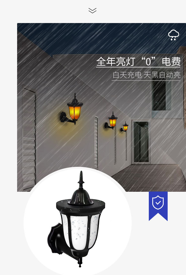 Solar-powered 96LED flame outdoor garden light, landscape floodlight, lawn light, ground plug lighting, sensor wall light pic 5