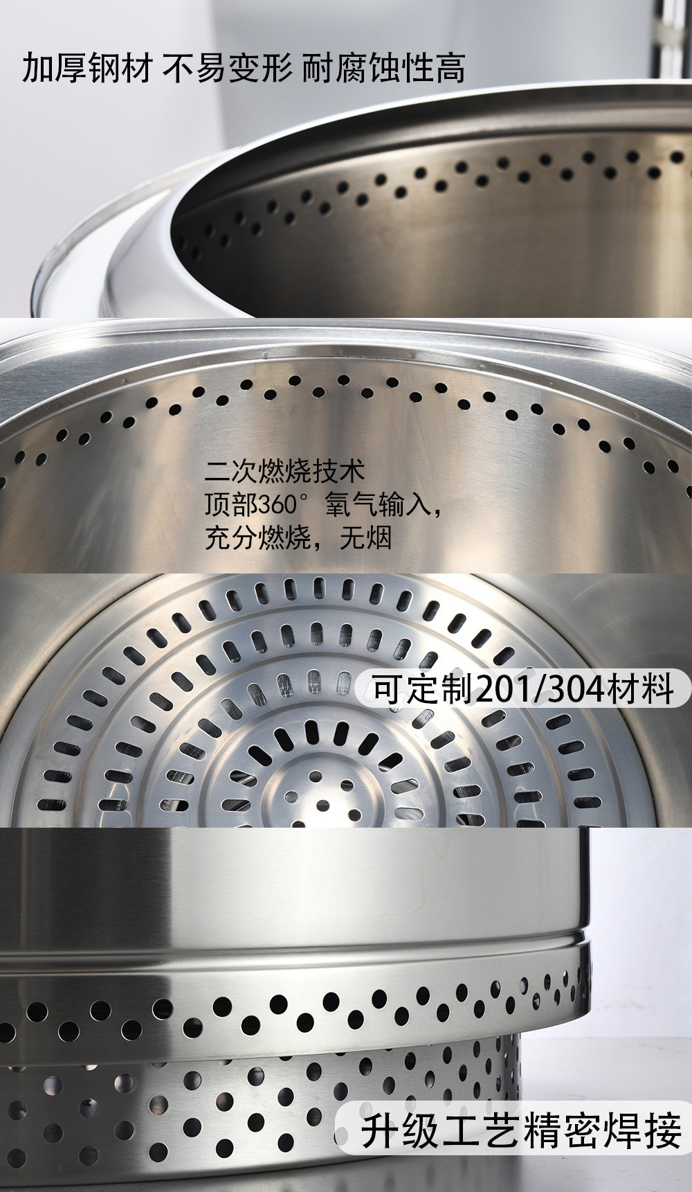 户外露营桌面无烟柴火炉不锈钢火炉便携式篝火炉庭院取暖炉子现货详情11