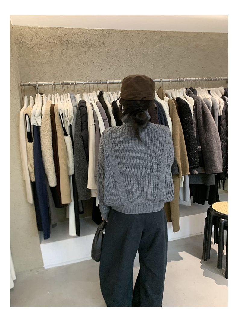 Winter new style horn buttoned lapel wool sweater, gentle and loose knitted sweater, sweater, sweater, sweater, sweater pic 23