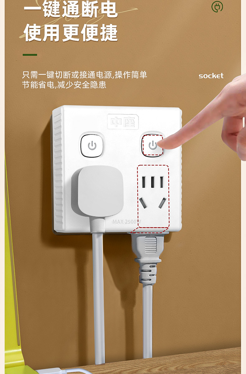 86-type socket converter, 20W fast charging, one-to-multi-socket expansion power strip with USB charging, home Type-C pic 9
