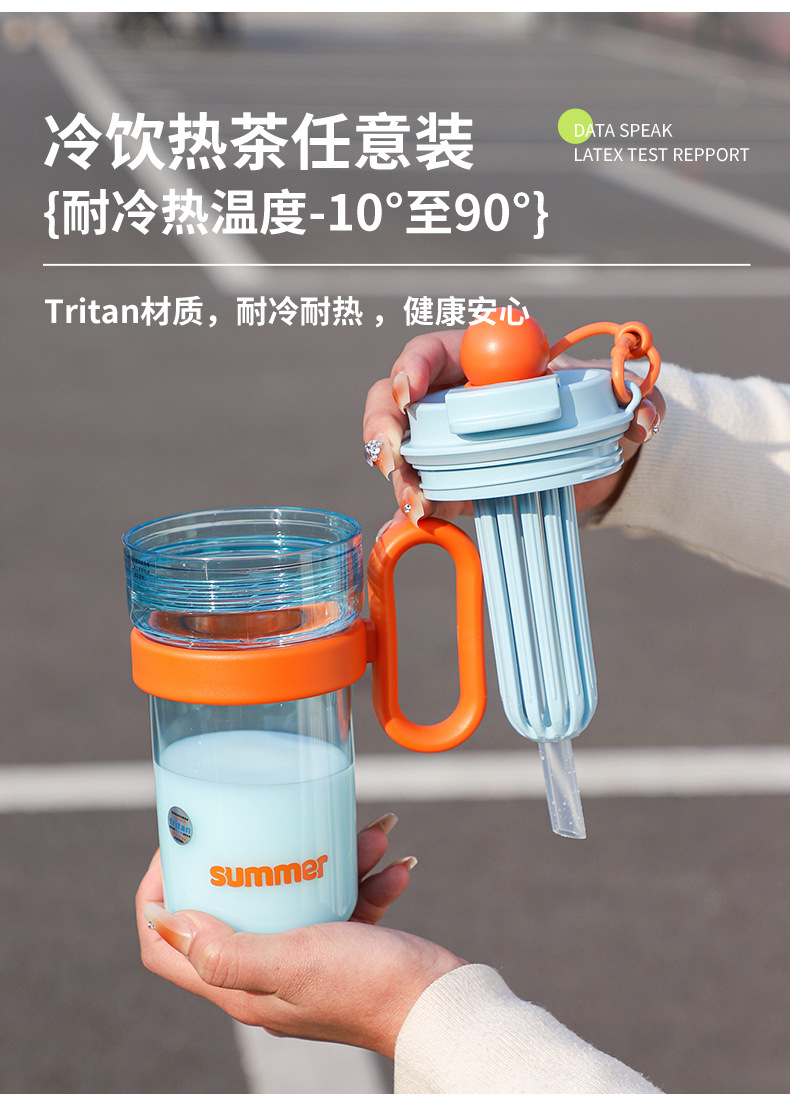原创Tritan夏季高颜值吸管水杯女生泡茶杯办公家用奶茶咖啡塑料杯详情19