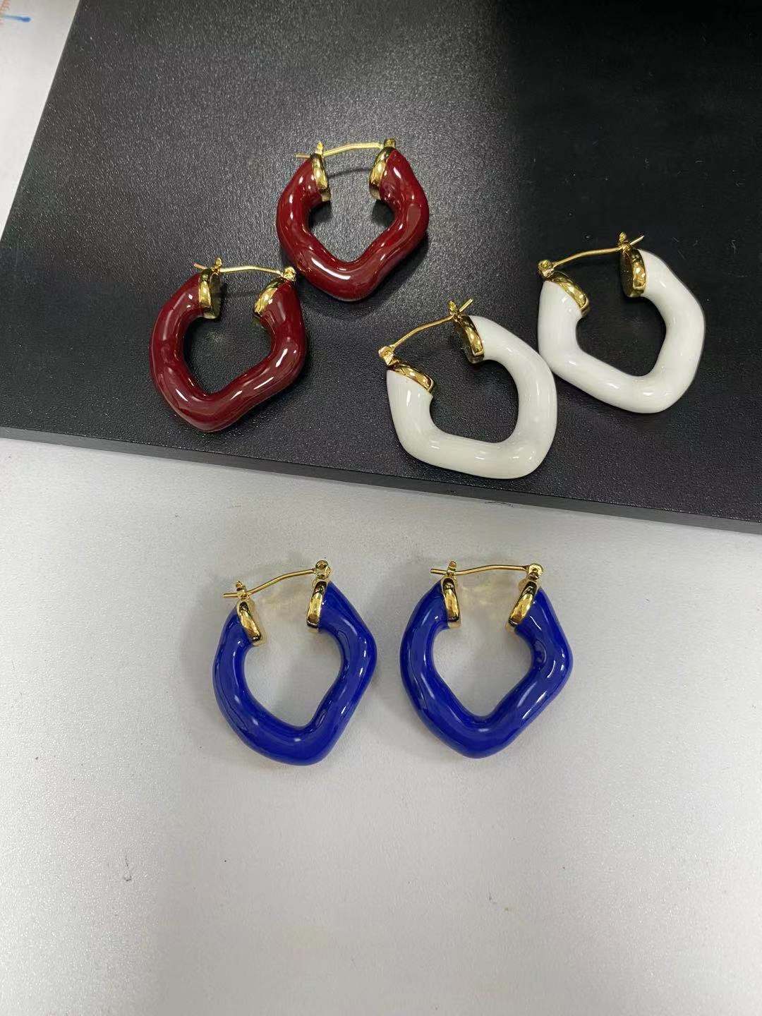 lisa同款彩色耳环珐琅彩釉圆圈耳环韩女国时尚网红同款耳饰耳圈详情4