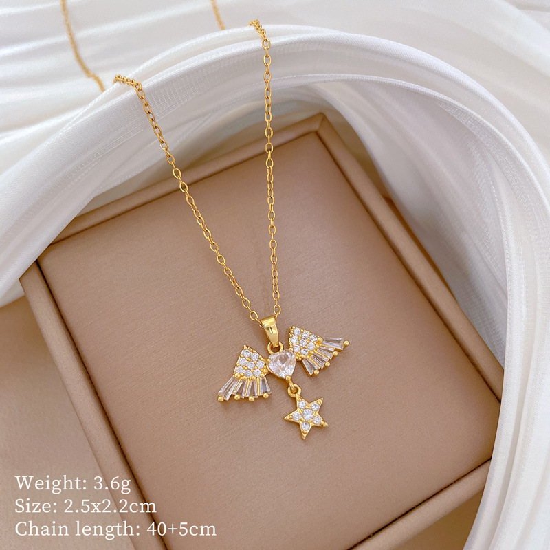 【钛钢】铜微镶爱心时尚轻奢气质华丽满钻项链女百搭锁骨链钛钢详情13