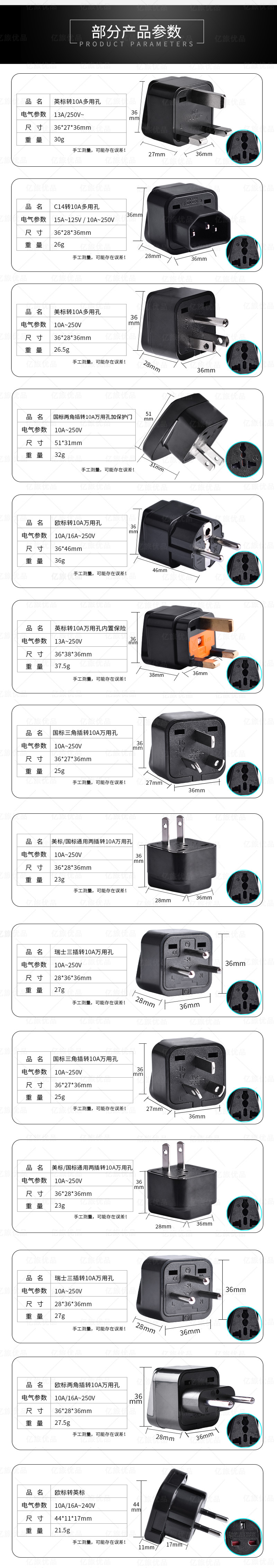 美规英规欧规澳规转换插头意大利插头瑞士插头德标法标韩标转接头详情8