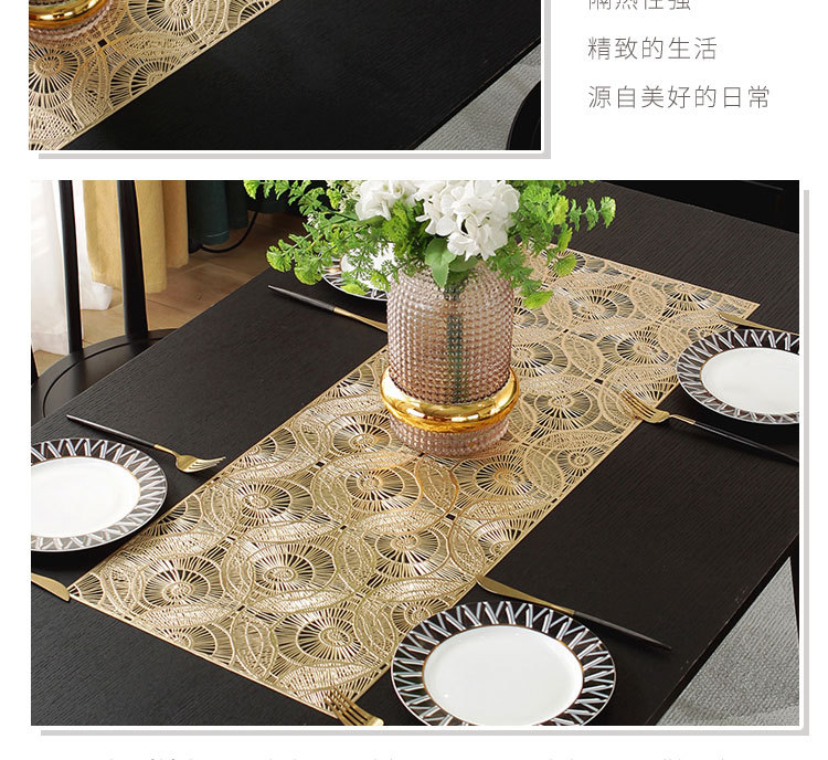 亚马逊热销PVC烫金桌旗 美式轻奢家用装饰垫餐桌长巾跨境专供详情5
