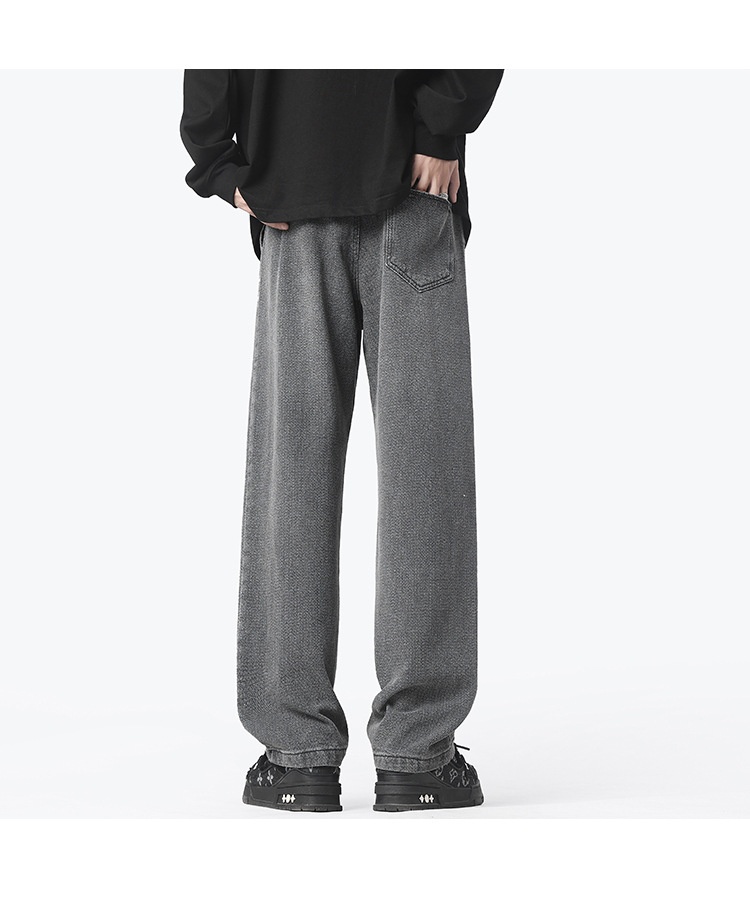 Retro and nostalgic, lightly washed, straight-leg, loose, irregular pants, loose cotton casual long pants, jeans for men pic 24