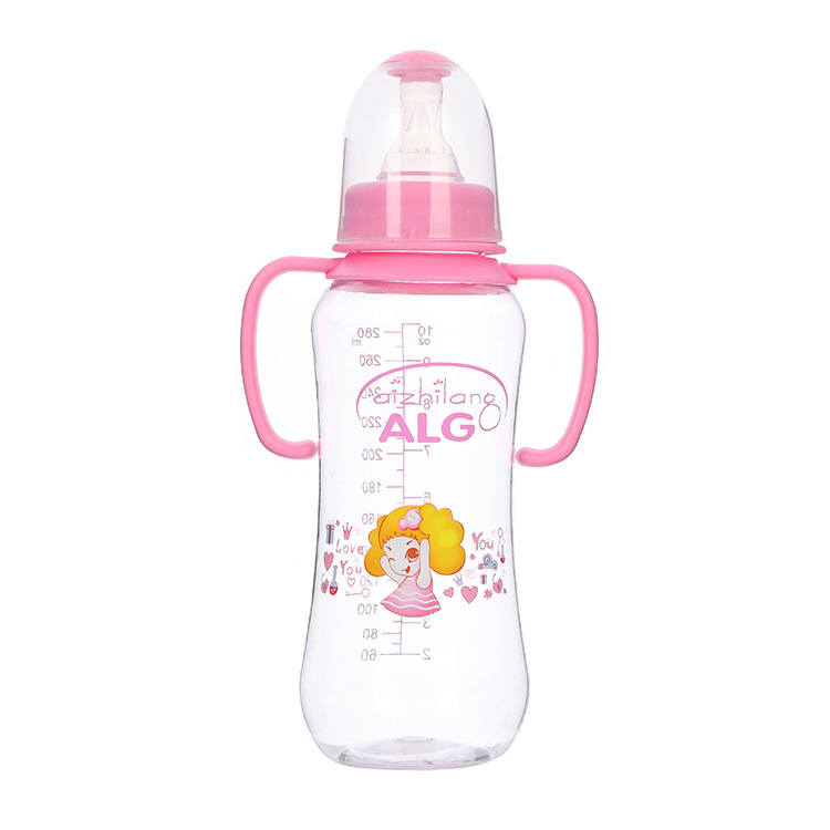 ALG外贸奶瓶125/280mL婴儿标口奶瓶带单色手柄宝宝喝水喂养奶嘴瓶详情9