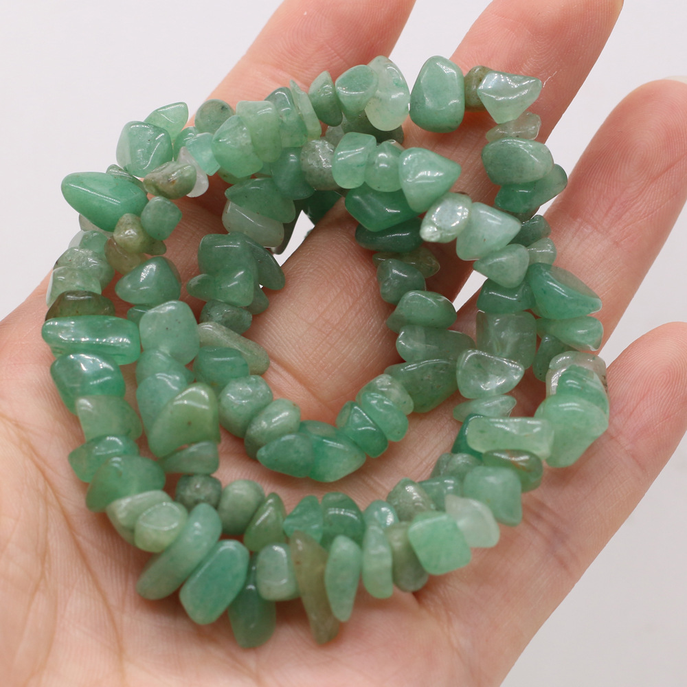 Natural crushed stone green Dongling blue pine raw stone beads with holes semi-finished DIY jewelry handcrafted accessories wholesale pic 7