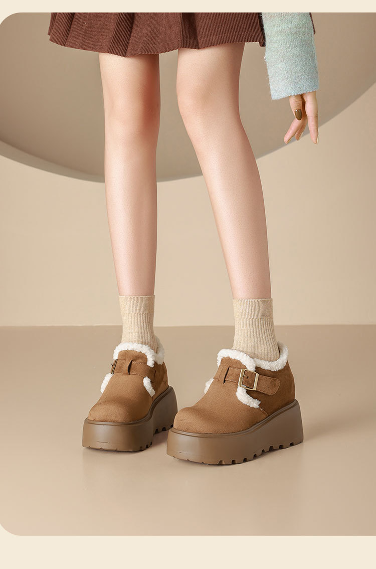 厚底勃肯鞋女2025冬新款英伦风小皮鞋加绒雪地靴10cm内增高乐福鞋详情16