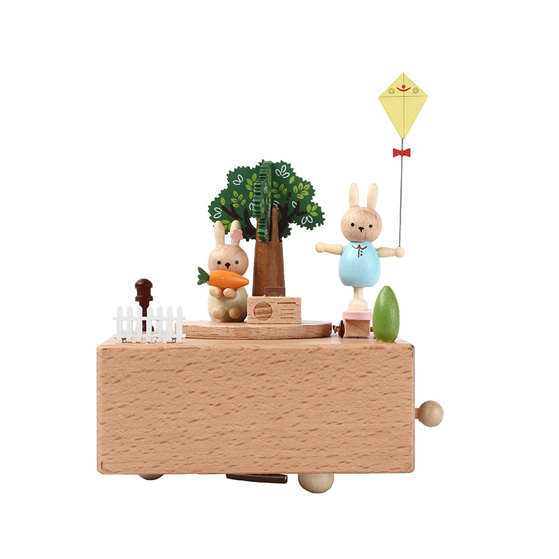 木质手工创意音乐盒儿童生日礼物旋转木马女孩跳舞八音盒跨境出口详情11