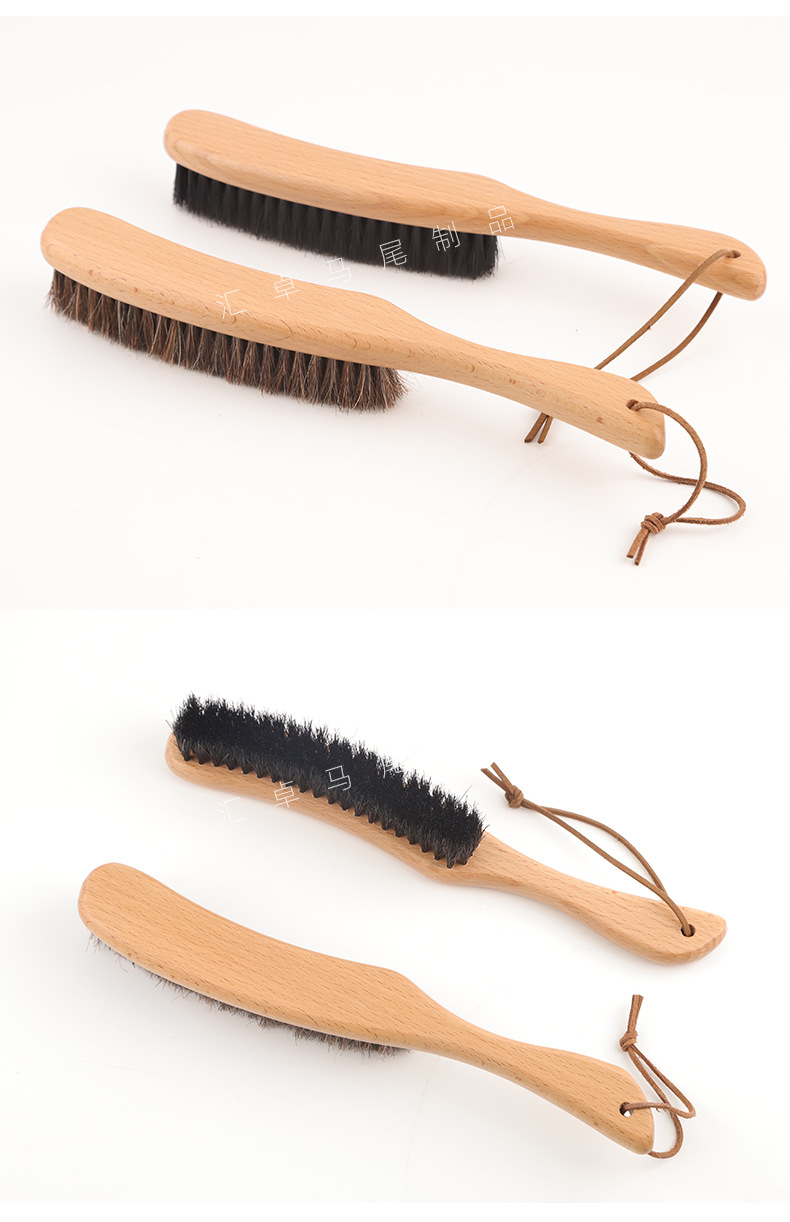 批发跨境外贸高品质长柄纯马毛衣帽刷天然实木猪鬃毛床刷清洁除尘详情14