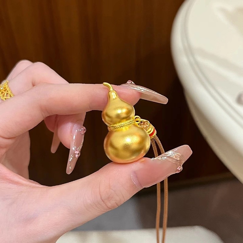 The same style of ancient golden gourd pendant as in the gold store, new Chinese-style Fu Lu gourd necklace, adjustable sweater chain pic 4