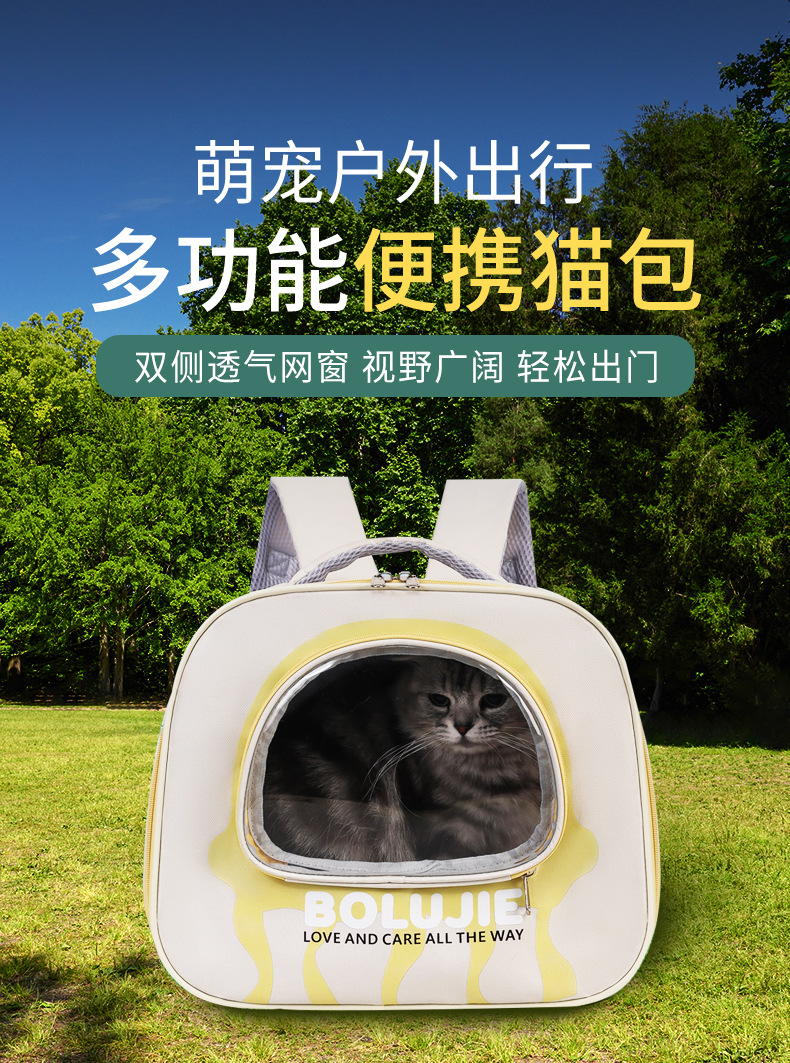 批发新款双肩宠物包大容量透气手提猫包外出便携宠物包宠物太空舱详情1