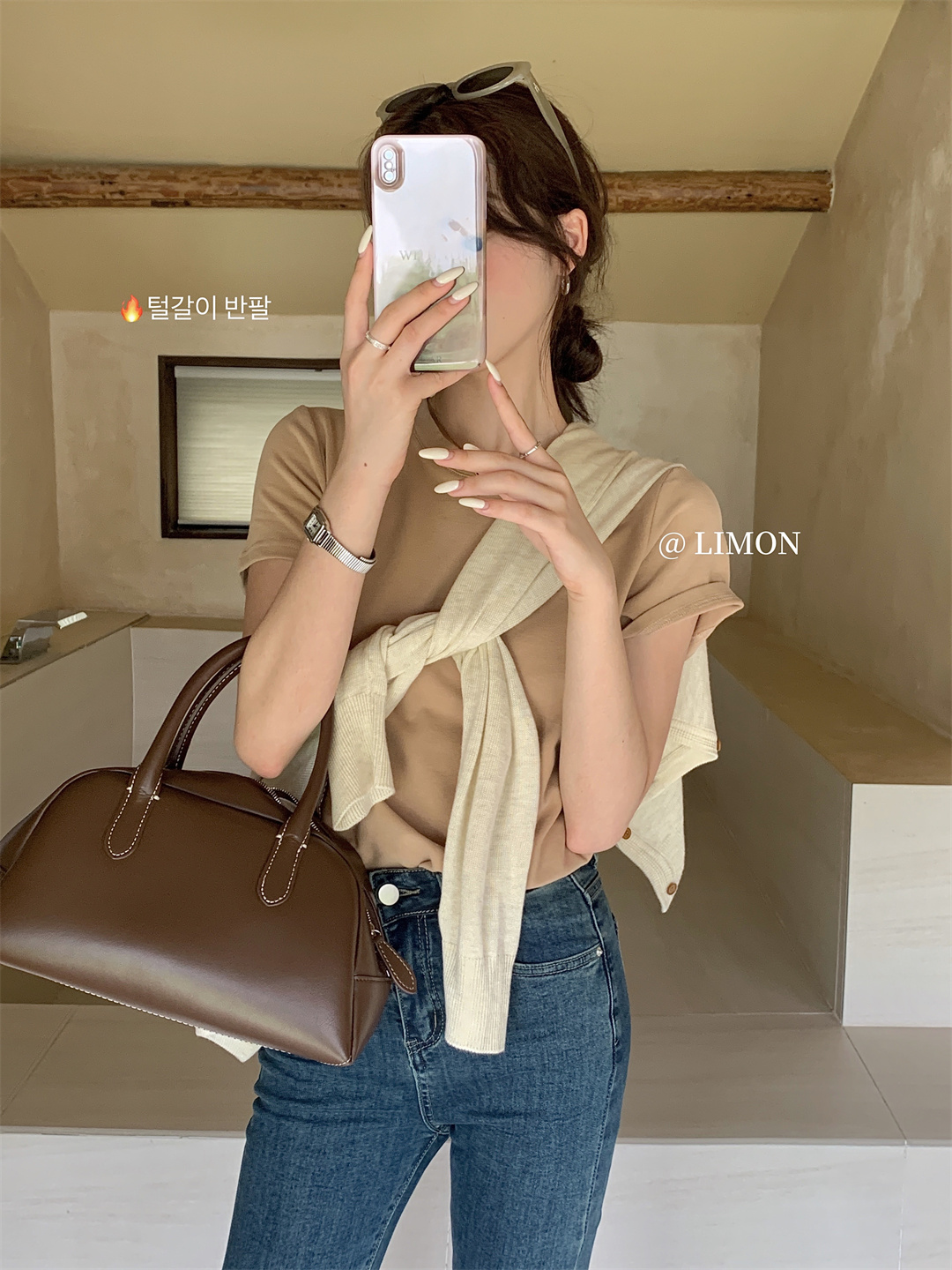 THE LEMON柠檬绿茶正肩磨毛短袖t恤女2024秋季新款百搭上衣打底衫详情33