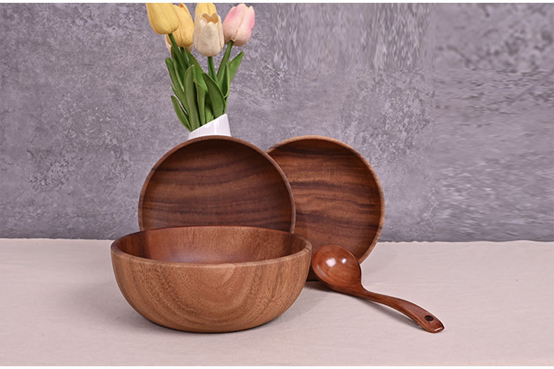 整木圆形复古风相思木碗木头日式沙拉碗实木装汤碗量大从优详情15