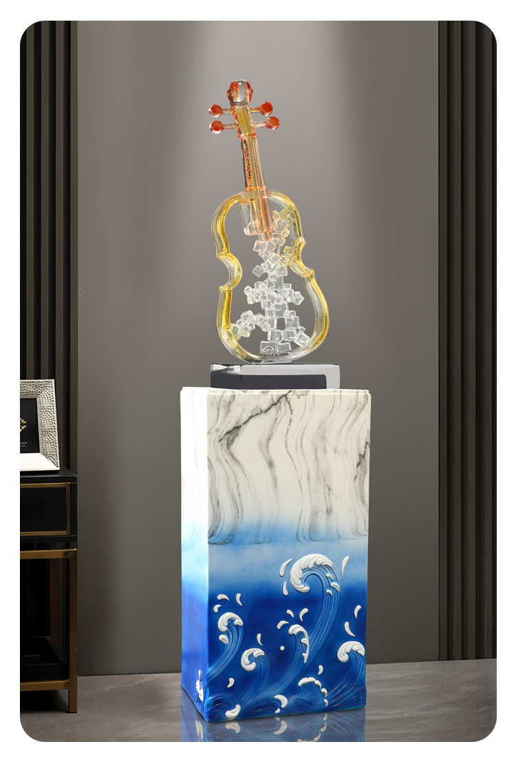 2025 Art violin ornaments, high-end living room floor, light luxury, high-end entrance, TV cabinet, wine cabinet, model room, soft decoration, resin handicrafts, Indian resin handicrafts, ornaments, micro-landscape, shell resin pic 5