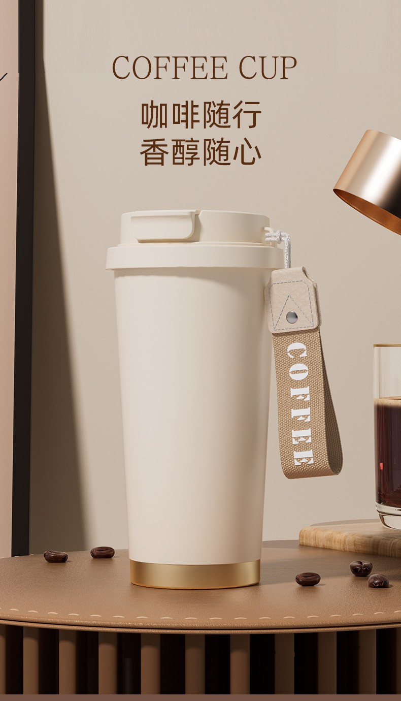 新款铃兰花316不锈钢保温杯双饮咖啡杯陶瓷内胆商务礼品吸管水杯详情6