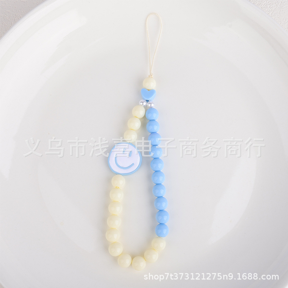 New candy-colored smiling face mobile phone chain diy, colorful beaded splicing chain, mobile phone lanyard, keychain, mobile phone pendant pic 4