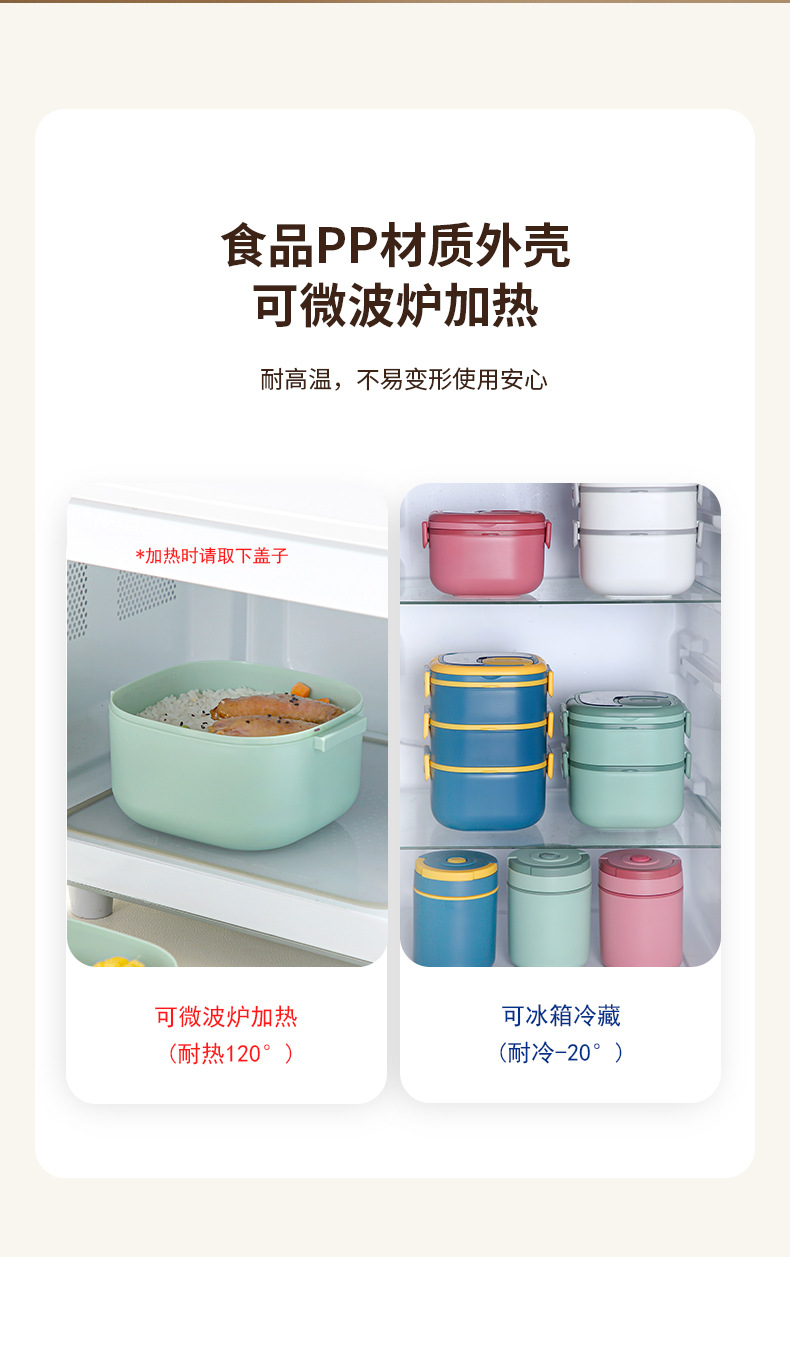 饭盒微波炉塑料日式便当盒高颜值可加热便携学生便携家用多层批发 pic 7