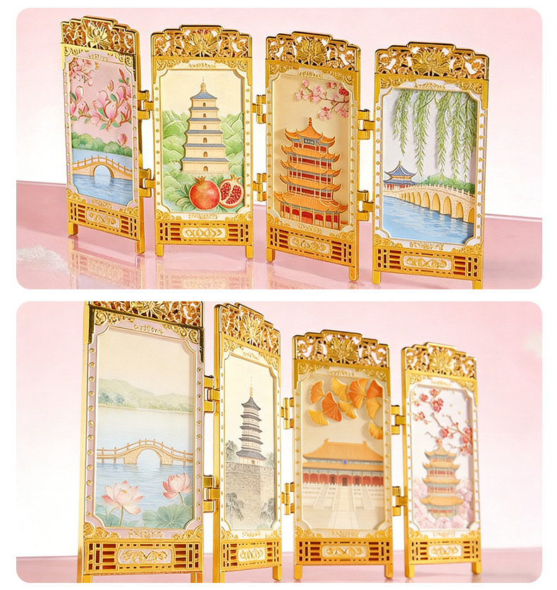 Suzhou metal screen refrigerator magnets, four-fold, Chinese city national trend cultural and creative gifts, customized refrigerator magnets pic 11