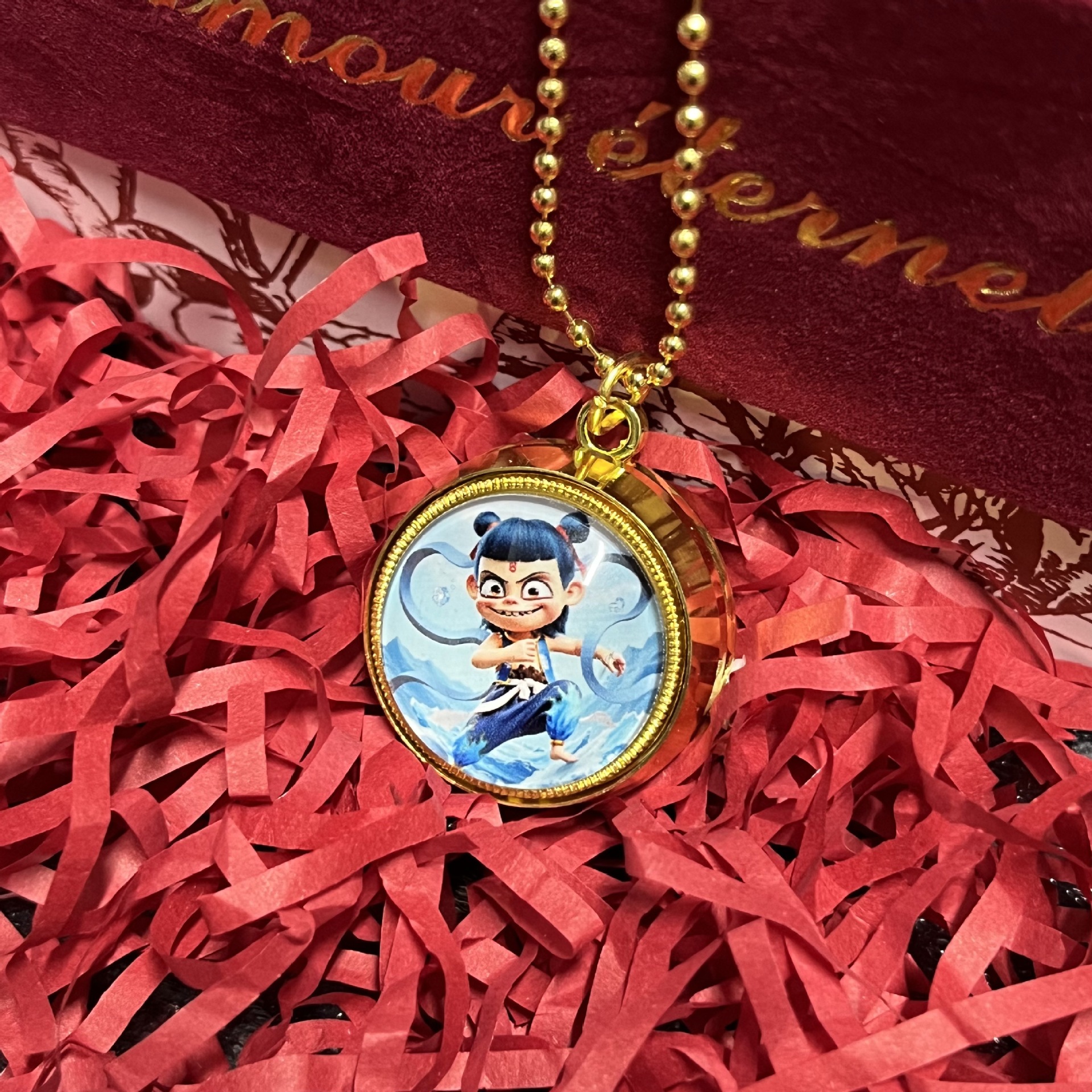 Nezha 2 movie pocket watch, cartoon top spinning hanging watch, children, students, boys and girls necklace watch, surrounding tourist attractions pic 7