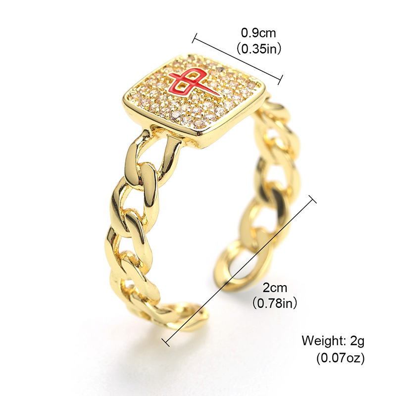 网红同款麻将发财红中国潮戒指女小众设计高级感气质百搭食指戒女详情27