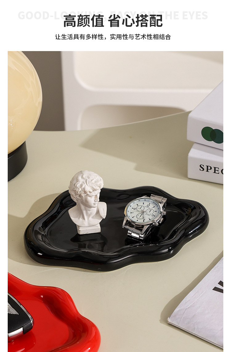 【 Same style at low Price 】ins high appearance level tray, Internet celebrity photo prop, jewelry storage plate, display plate, light luxury ceramic decorative item pic 33