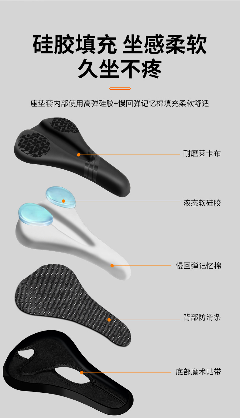 ESLNF bicycle seat cover, road bike shock-absorbing and anti-slip seat cover, outdoor mountain bike riding saddle accessories pic 8