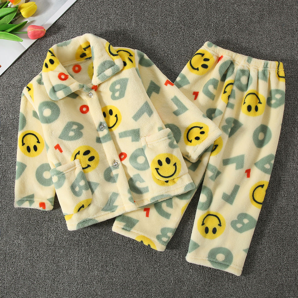 女童睡衣长袖法兰绒儿童睡衣秋冬珊瑚绒男童宝宝小孩家居服套装详情31