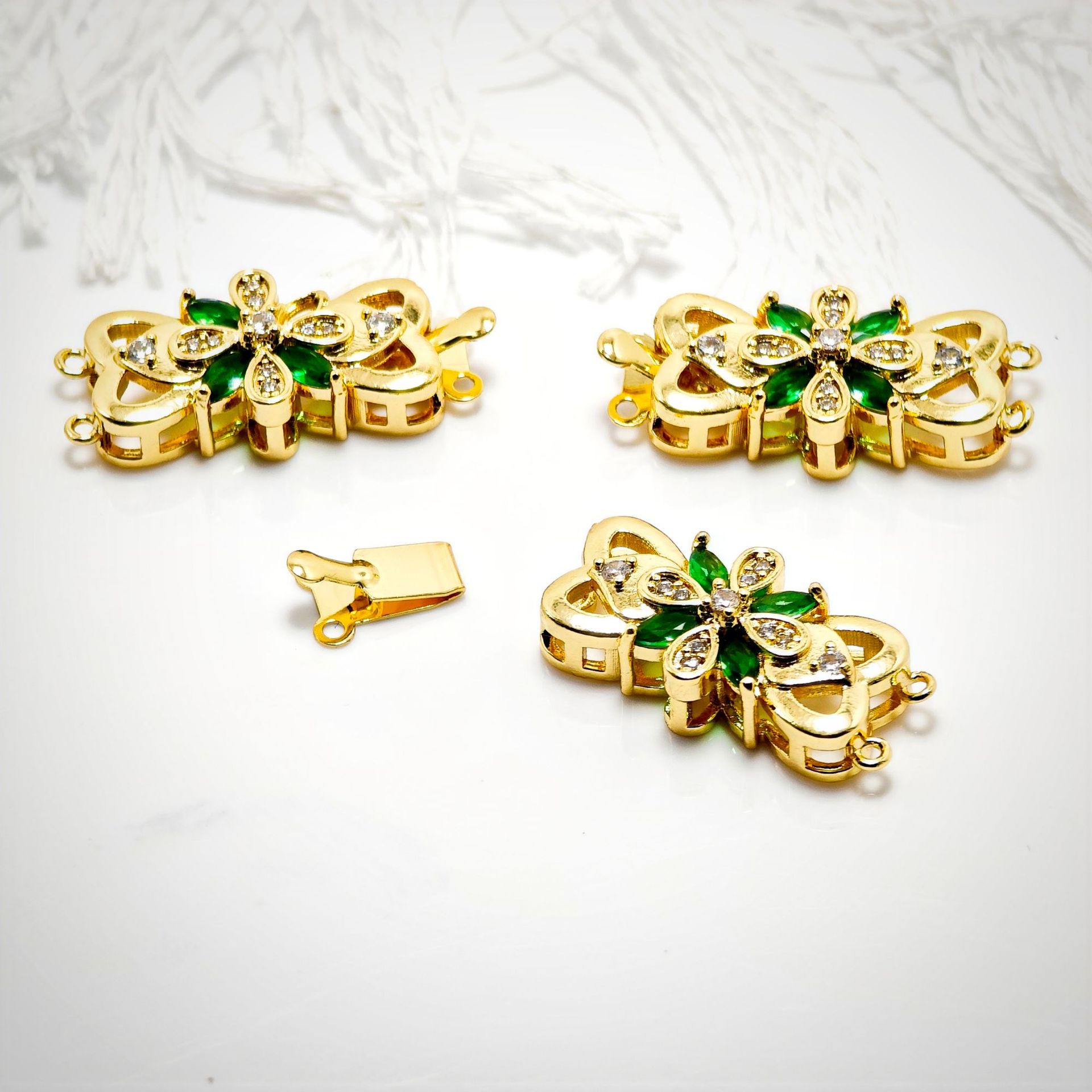 High color retention, real gold plating, double hanging, zirconium pearl buckle, pin, buckle necklace, connecting buckle head, DIY jewelry bracelet pic 45